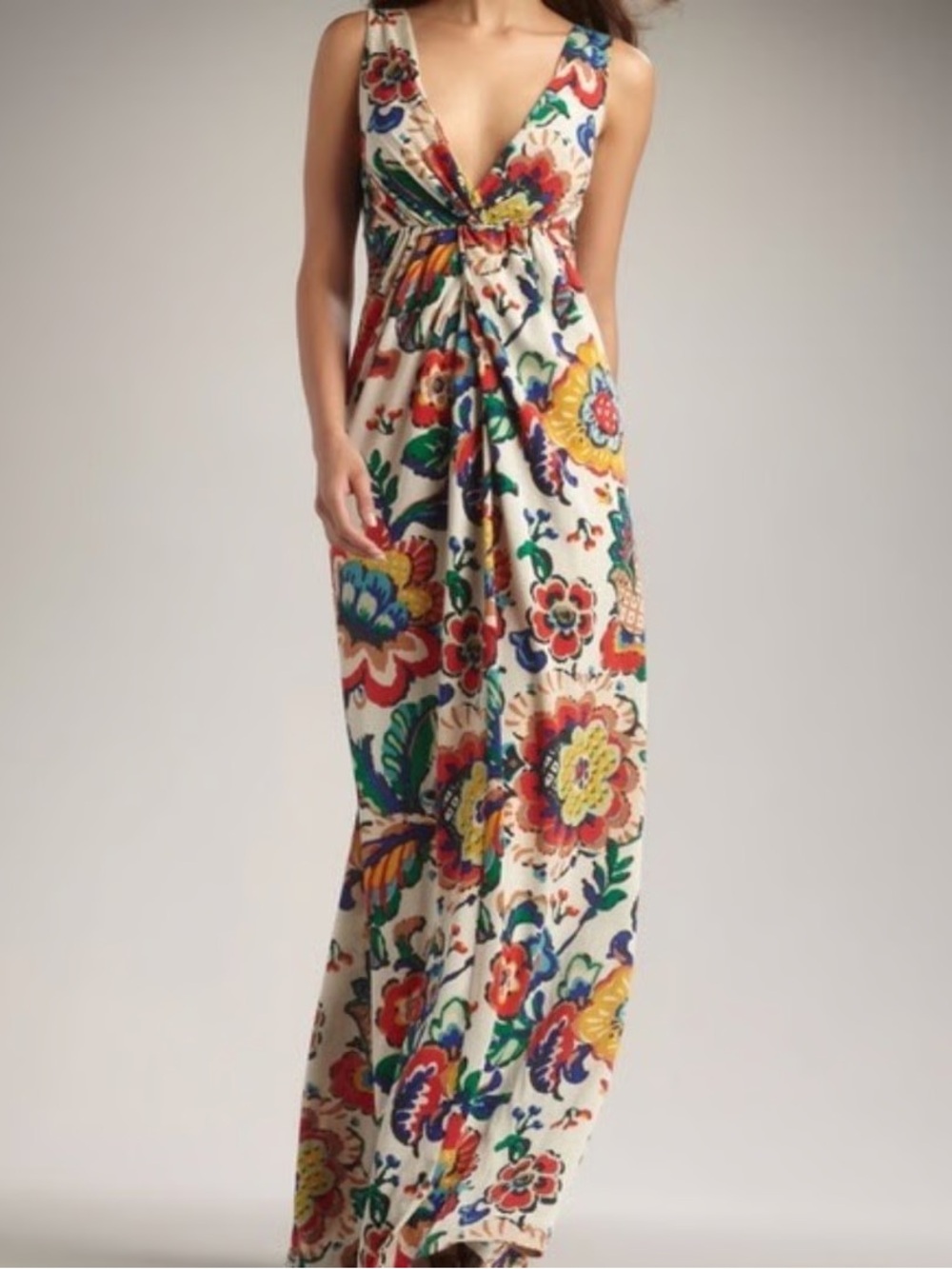 Tory Burch Wildflower Print Silk Multi Color Floral Maxi Dress